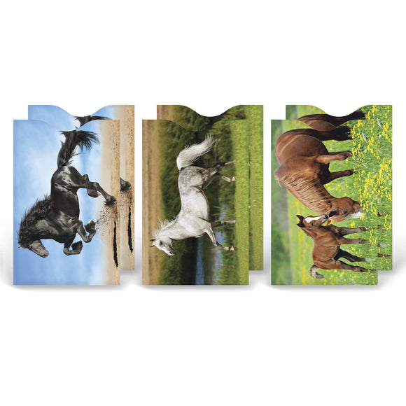 Set Of 6 - Horses Credit Card Sleeve