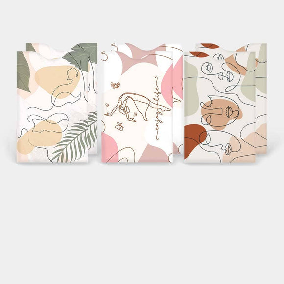 Set Of 6 - Line Art Credit Card Sleeve