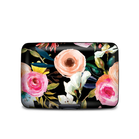 Floral on Black Armored Wallet