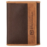 ID Stronghold - Men's Slim RFID Trifold Wallet with ID in Leather and Nylon - Light Brown