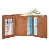 ID Stronghold - Men's Slim RFID Trifold Wallet with ID in Leather and Nylon - Light Brown