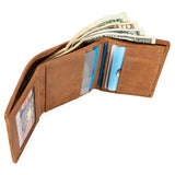 ID Stronghold - Men's Slim RFID Trifold Wallet with ID in Leather and Nylon - Light Brown