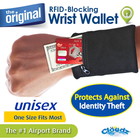 Cloudz RFID Protection Travel Wrist Wallet - Black