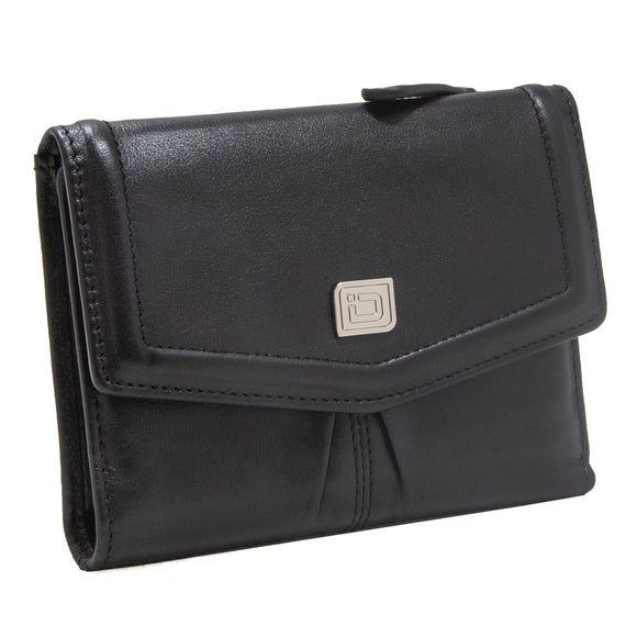 ID Stronghold RFID Women's Wallet - Elegant Black and Red Leather Bifold